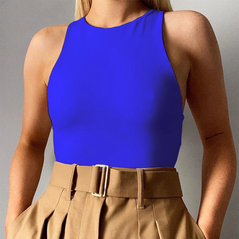 Bodysuit Women Neck Fitness Off Shoulder Body Tank Tops Skin Summer Sleeveless Bodycon Sexy Clothes Bodysuits Sleeve Catsuit Y2k