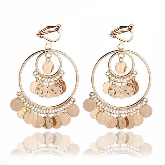 2020 Fashion Statement Clip On Earrings Big Round Geometric No Pierced Ear Clips for Women Hanging Earring modern Jewelry
