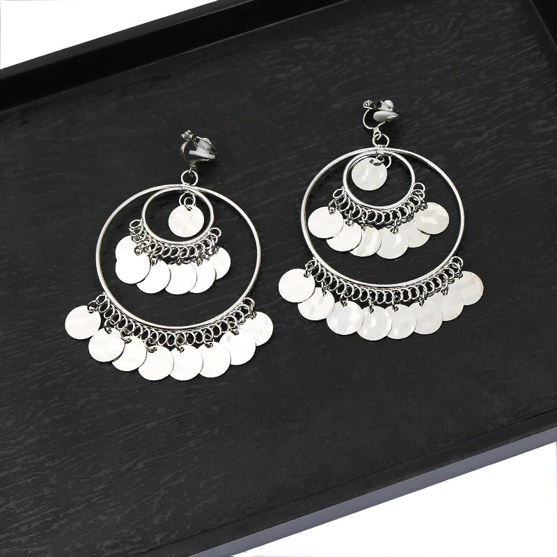 2020 Fashion Statement Clip On Earrings Big Round Geometric No Pierced Ear Clips for Women Hanging Earring modern Jewelry