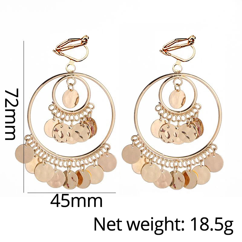 2020 Fashion Statement Clip On Earrings Big Round Geometric No Pierced Ear Clips for Women Hanging Earring modern Jewelry
