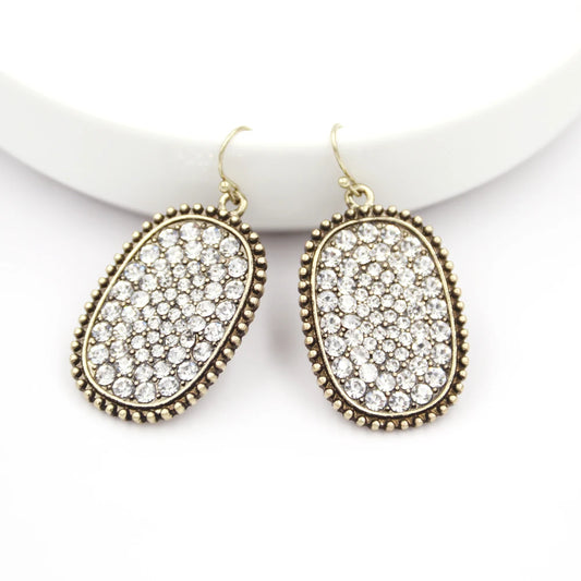 2021 New Square Vintage Multicolor Around Pave Crystal Oval Drop Earrings for Women