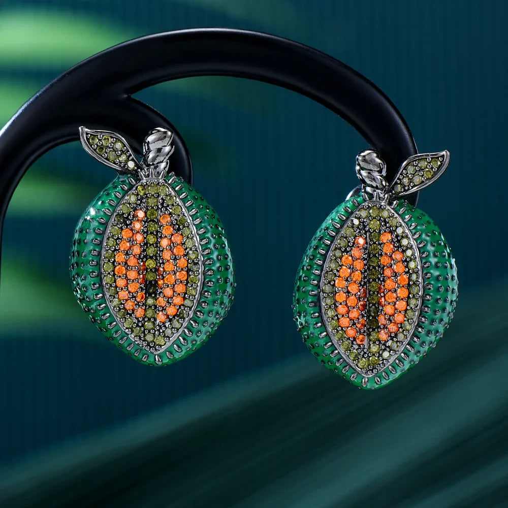 Kellybola Surper Cute Lemon Orange Earrings For Noble Women Bridal Wedding Daily Jewelry Luxury Gorgeous High Quality