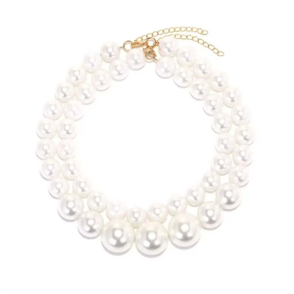 Double Layered Beaded Imitation Pearl Necklace Luxury Elegant Exaggerated Pearl Earrings Imitation Pearl Temperament