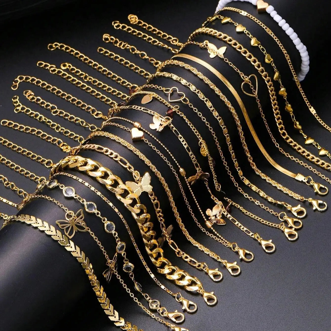 19 Pieces Of Women's Love Butterfly Ball Chain Foot Chain Creative Multi-layer Su Chain Pendant Foot Chain