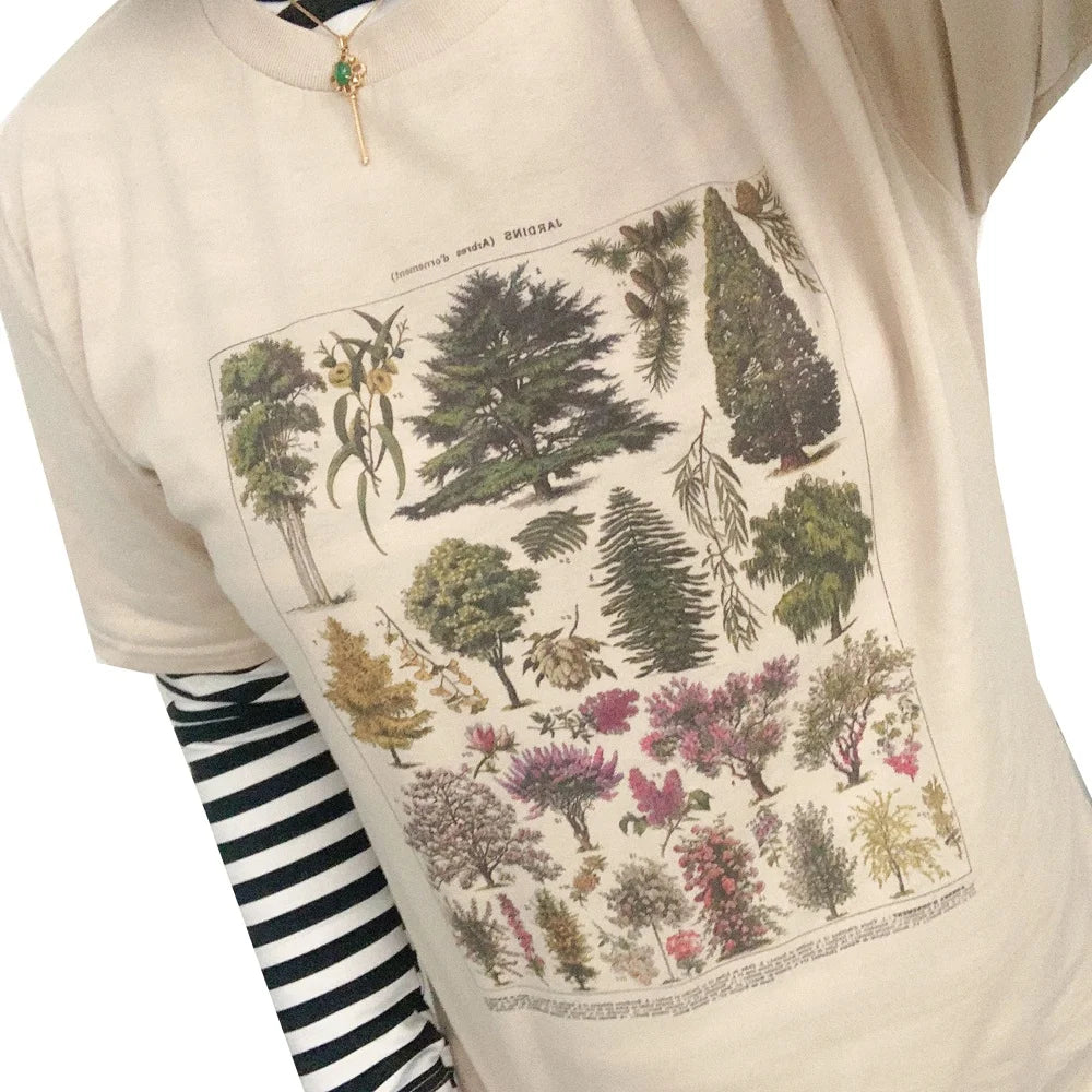 Summer Fashion Unisex Tshirt Vintage Tree Women Tshirts Graphic Tees Harajuku Tops Travel T-shirt