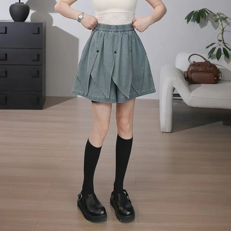 Denim Shorts Retro Women's Design-Oriented Versatile Hip-Hiding Fashion Slimming Shorts