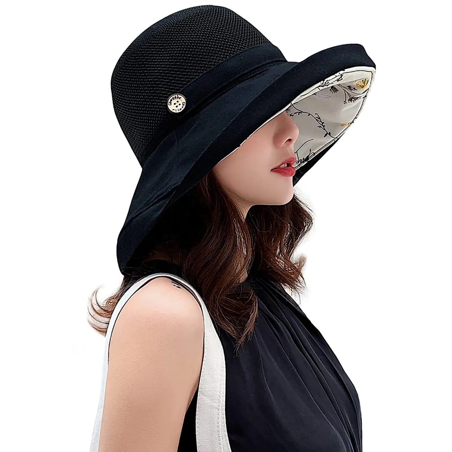 Summer Printed Wide Brim Hollow Breathable Hat For Women Holiday Beach Visor Panama Cap Sunscreen Sun Hat Summer Essentials