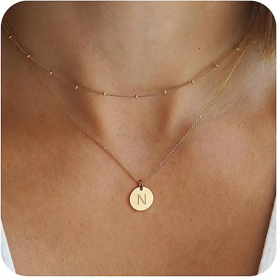 Layered Initial Necklaces for Women Gold Plated Letter Necklace Dainty Layering Necklaces for Women Initial Choker Necklace