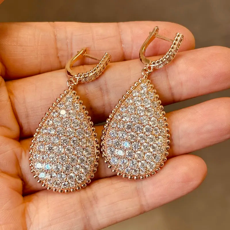 Bilincolor Fashion Oval Clear Cubic Zirconia Earring for Women