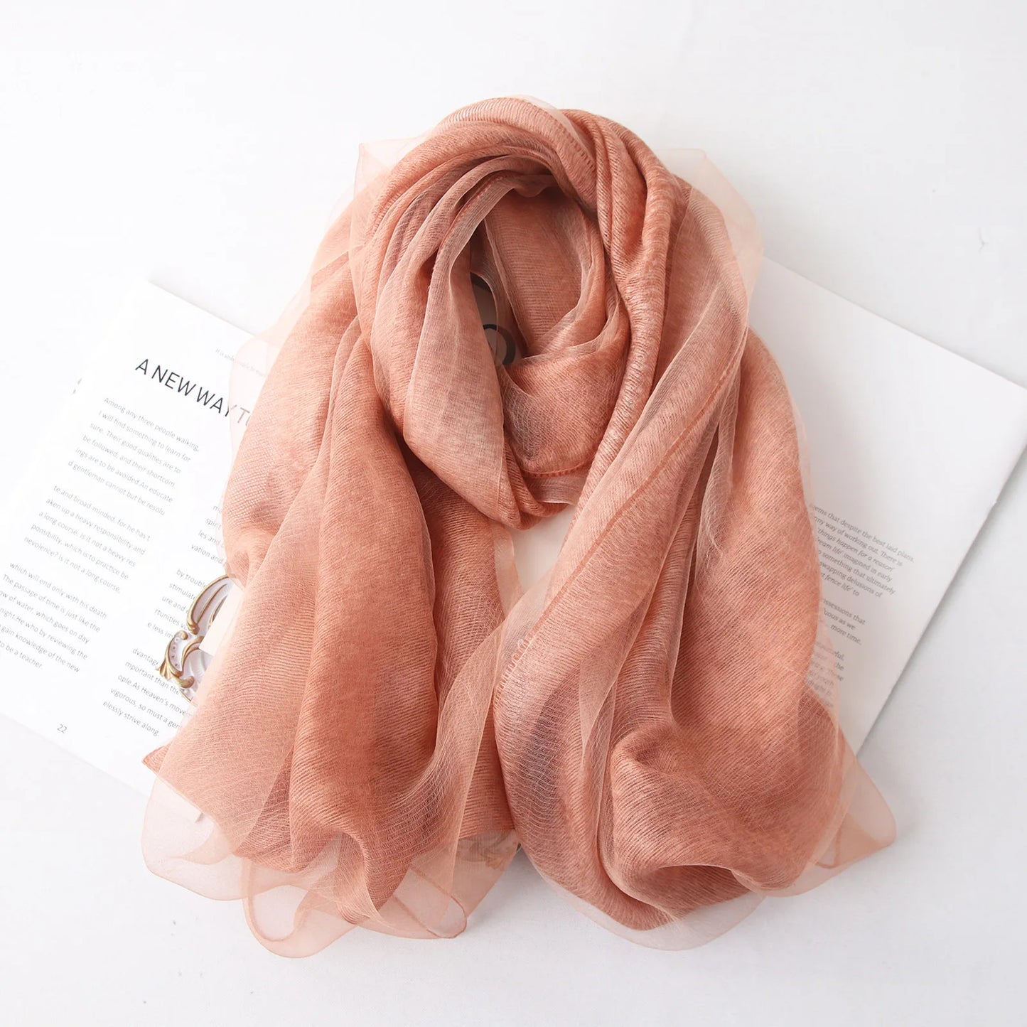 High-end Korean Version of Double-layer Mohair Wool Silk Scarf Mulberry with Cheongsam Shawl Summer Outside Fashion Trend