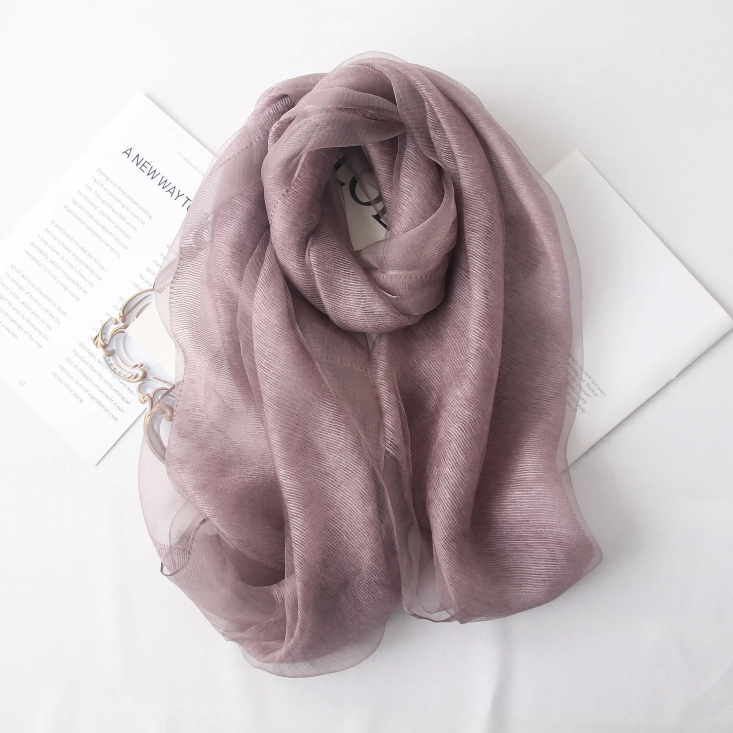 High-end Korean Version of Double-layer Mohair Wool Silk Scarf Mulberry with Cheongsam Shawl Summer Outside Fashion Trend