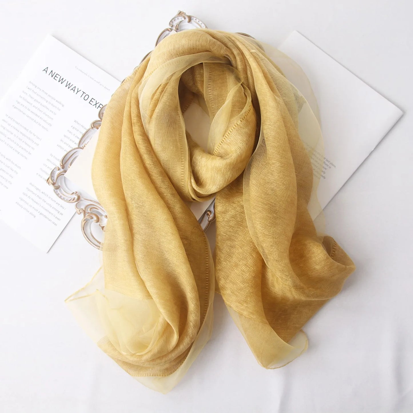 High-end Korean Version of Double-layer Mohair Wool Silk Scarf Mulberry with Cheongsam Shawl Summer Outside Fashion Trend