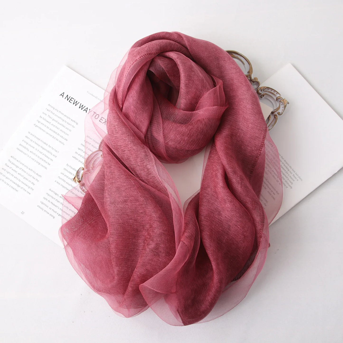 High-end Korean Version of Double-layer Mohair Wool Silk Scarf Mulberry with Cheongsam Shawl Summer Outside Fashion Trend