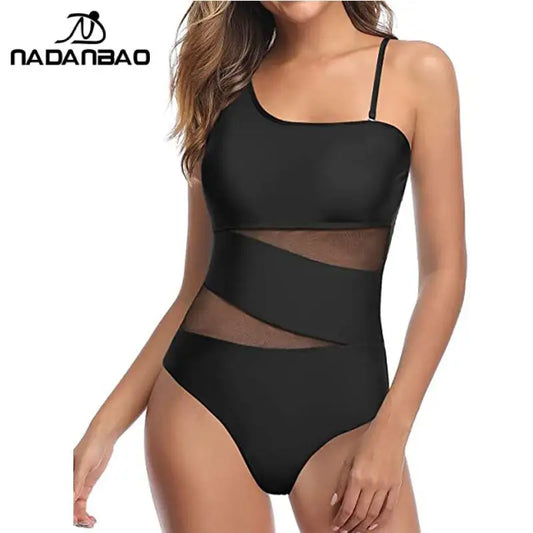 Nadanbao Sexy Hollow Out One-Piece Swimsuit Women Swimwear Beach Party Bodysuit Swimsuit Summer Fashion Surfing Beachwear