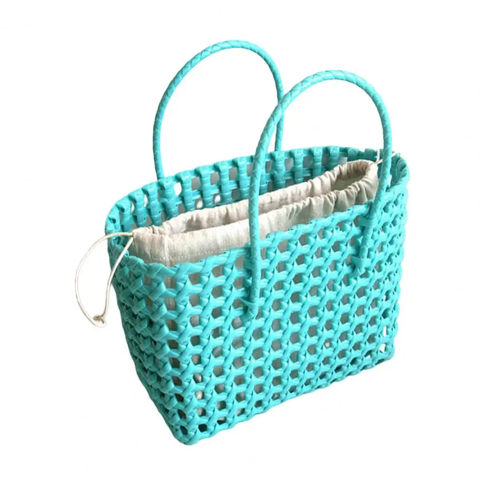 Straw Beach Bag Hollow Square Large Capacity Portable Shopping Basket Storage Supplies