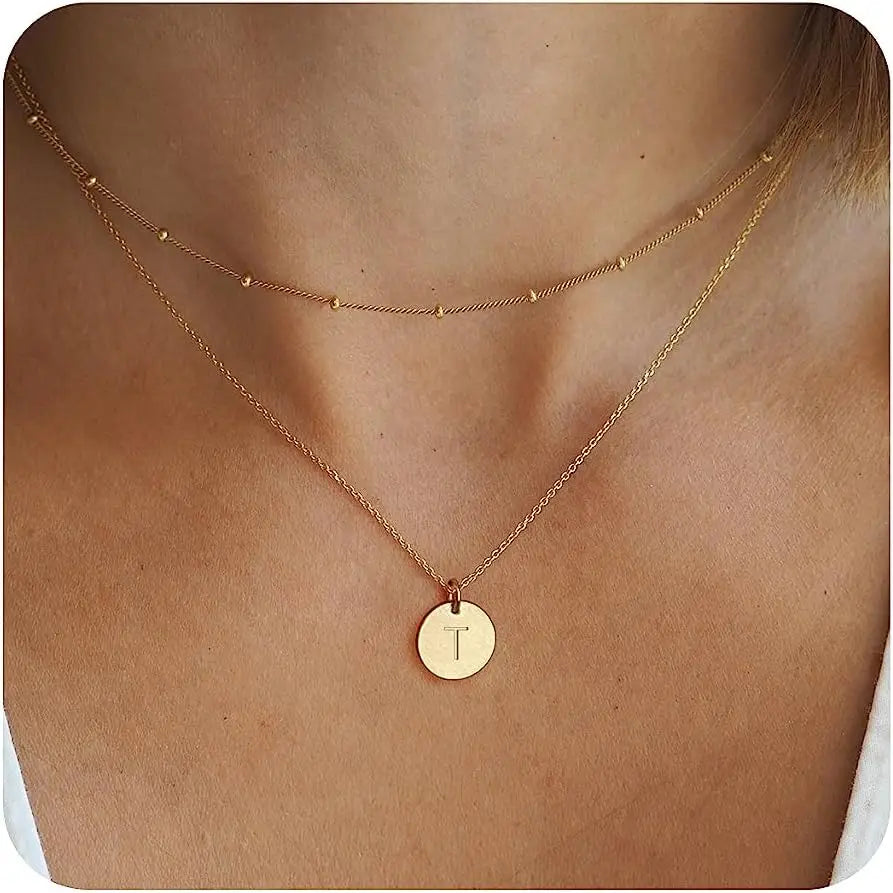 Layered Initial Necklaces for Women Gold Plated Letter Necklace Dainty Layering Necklaces for Women Initial Choker Necklace