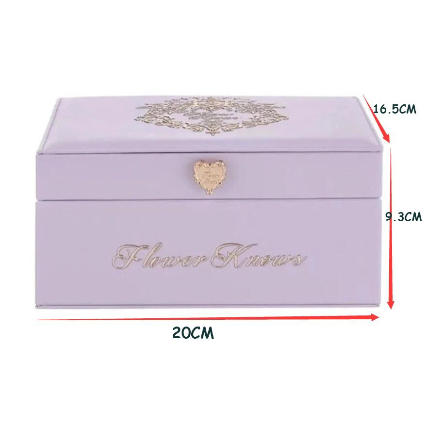 Flower Knows Violet Strawberry Rococo Jewelry Empty Box Handheld Makeup Mirror Hair Accessories And Clips Makeup 5PCS Sets