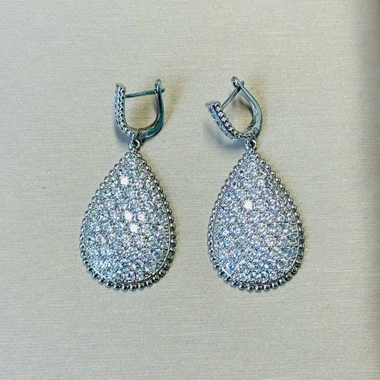 Bilincolor Fashion Oval Clear Cubic Zirconia Earring for Women