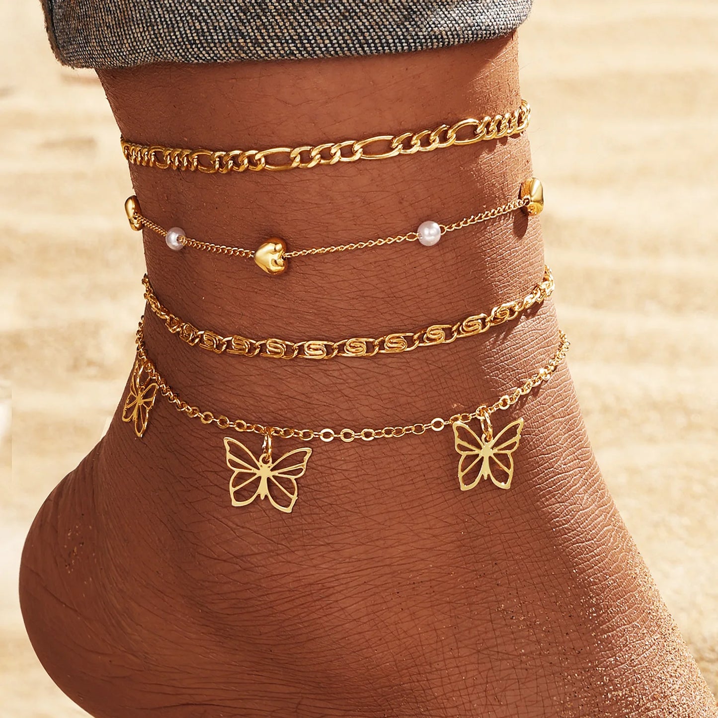 Anklets for Women, 18K Gold Palted Anklet Bracelets for Womens Girls, Dainty Foot Jewelry Women's Ankelts Beach Gifts for Her