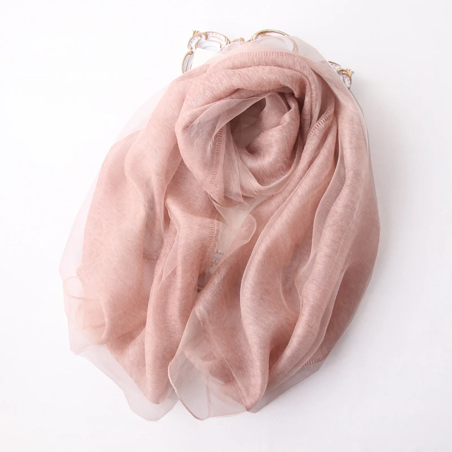 High-end Korean Version of Double-layer Mohair Wool Silk Scarf Mulberry with Cheongsam Shawl Summer Outside Fashion Trend