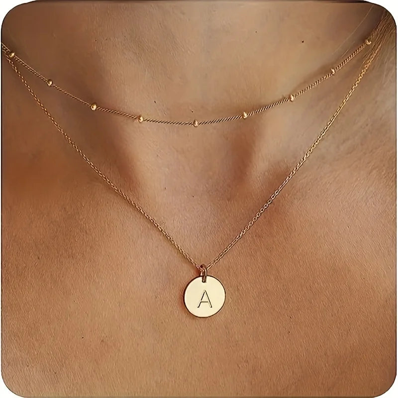 Layered Initial Necklaces for Women Gold Plated Letter Necklace Dainty Layering Necklaces for Women Initial Choker Necklace