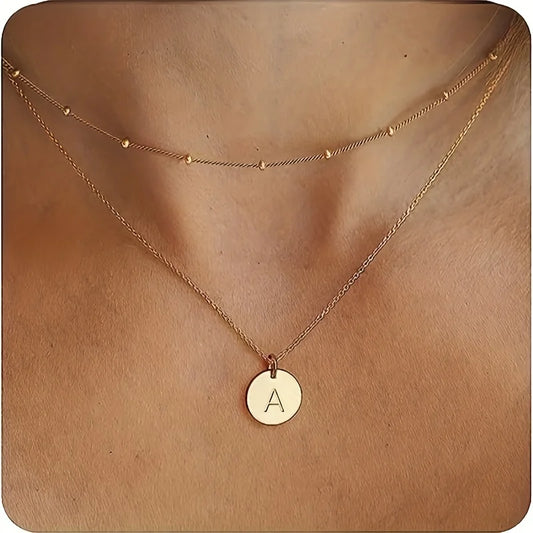 Layered Initial Necklaces for Women Gold Plated Letter Necklace Dainty Layering Necklaces for Women Initial Choker Necklace
