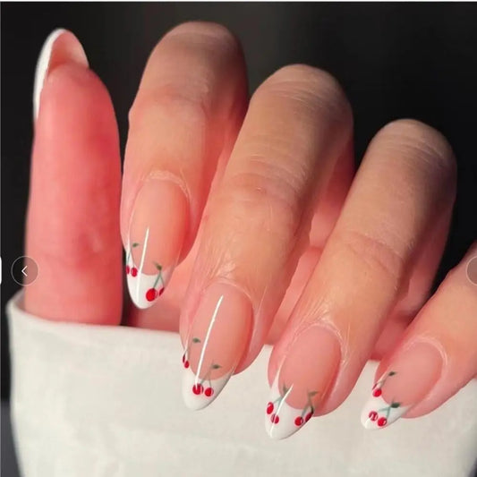Cherry French Tip Nails