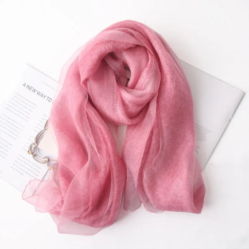High-end Korean Version of Double-layer Mohair Wool Silk Scarf Mulberry with Cheongsam Shawl Summer Outside Fashion Trend