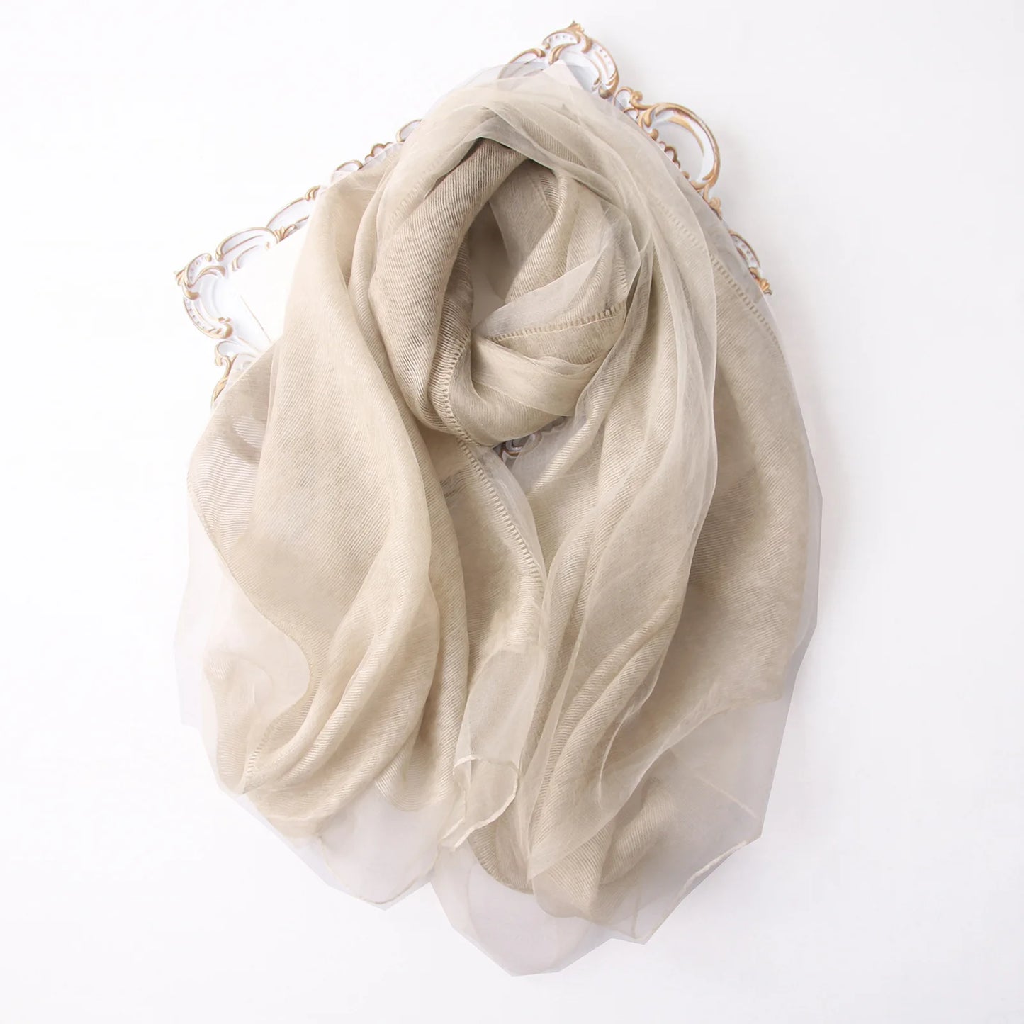 High-end Korean Version of Double-layer Mohair Wool Silk Scarf Mulberry with Cheongsam Shawl Summer Outside Fashion Trend