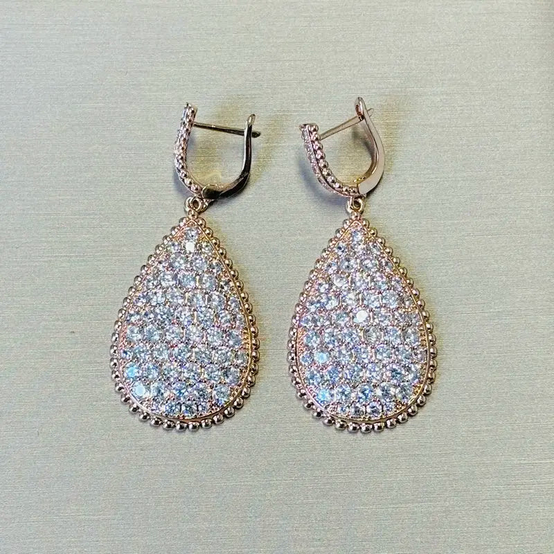 Bilincolor Fashion Oval Clear Cubic Zirconia Earring for Women