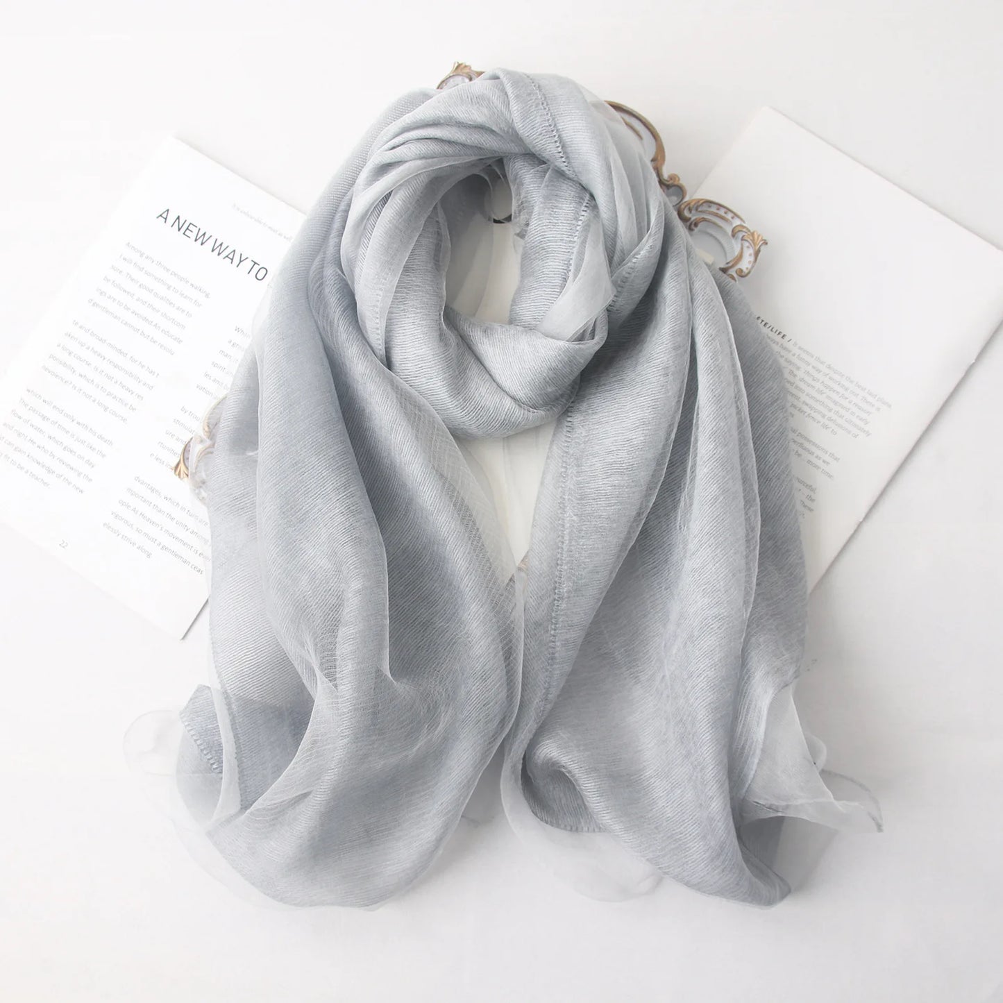 High-end Korean Version of Double-layer Mohair Wool Silk Scarf Mulberry with Cheongsam Shawl Summer Outside Fashion Trend