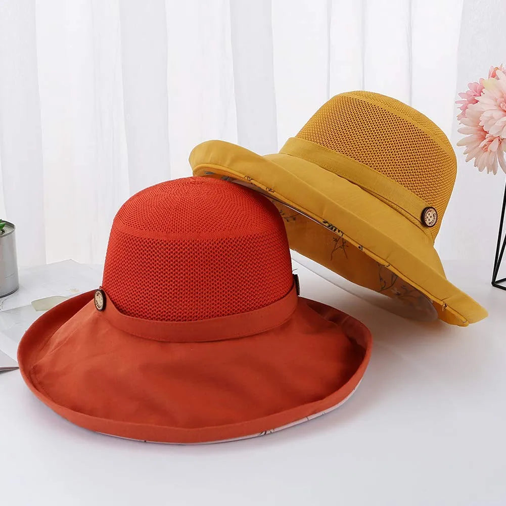 Summer Printed Wide Brim Hollow Breathable Hat For Women Holiday Beach Visor Panama Cap Sunscreen Sun Hat Summer Essentials