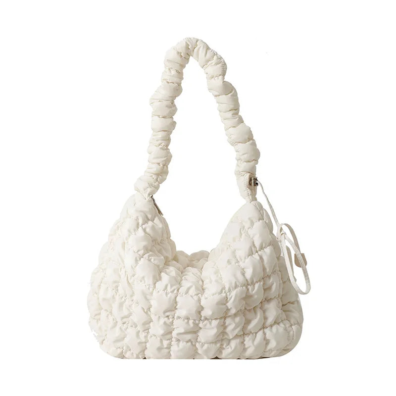 Large Capacity Puffer Crossbody Bag Pleated Nylon Cloud Shoulder Bag Tote Bucket Designer Bag Ruched Fashion Lady Dumpling Buns