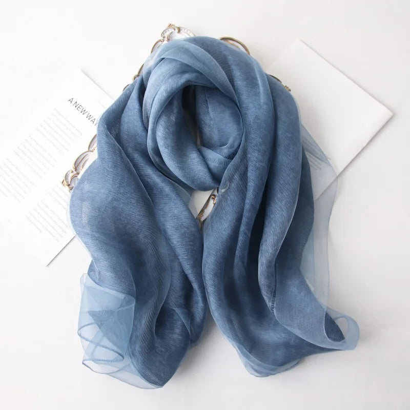 High-end Korean Version of Double-layer Mohair Wool Silk Scarf Mulberry with Cheongsam Shawl Summer Outside Fashion Trend