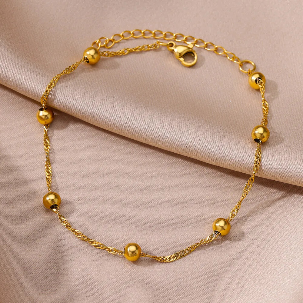 Anklets For Women Summer Beach Accessories Stainless Steel Geometric Chain Anklet Gold Color Leg Bracelets Bodychain Gifts