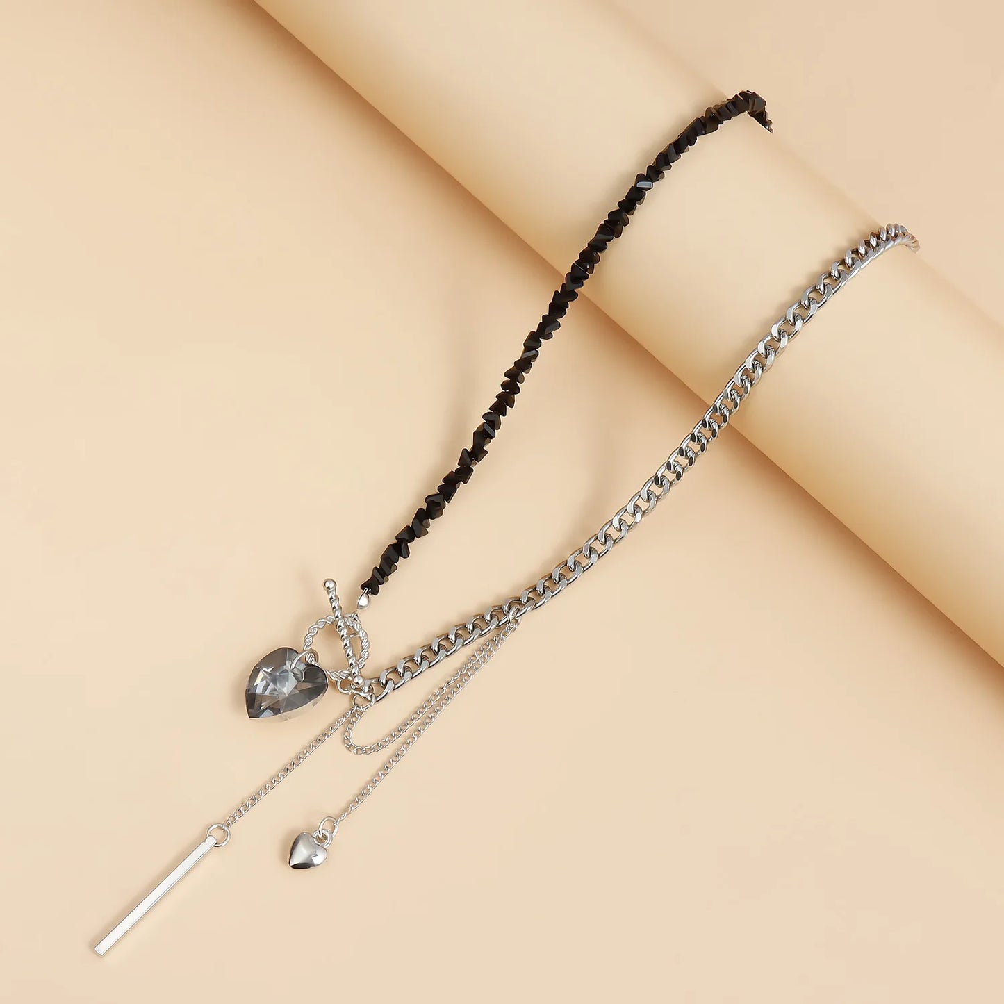 Glass Crystal Bead Heart Collarbone Chain Luxury Fashion Jewelry Necklace for Women