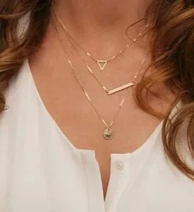 Multilayer Necklace 3 Layered Chain Necklaces & Pendant Women Gold Color Choker Necklaces  3 Layer Chain Jewelry New