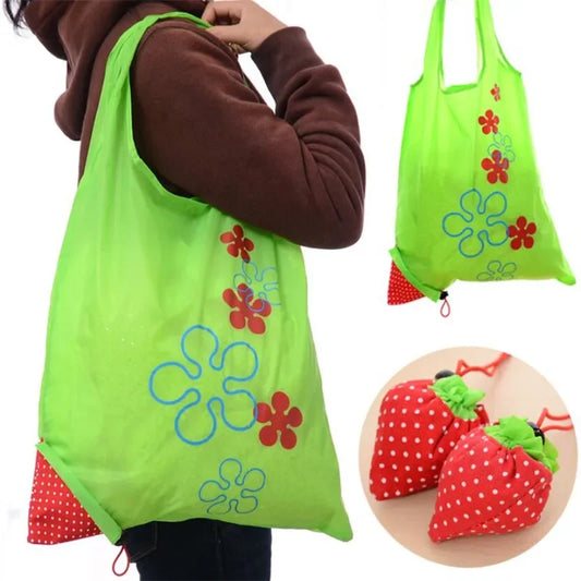 Strawberry Foldable Reusable Shopping Bag Green Grocery Tote Handbag Convenient Large Capacity Storage Bags Supermarket Bag
