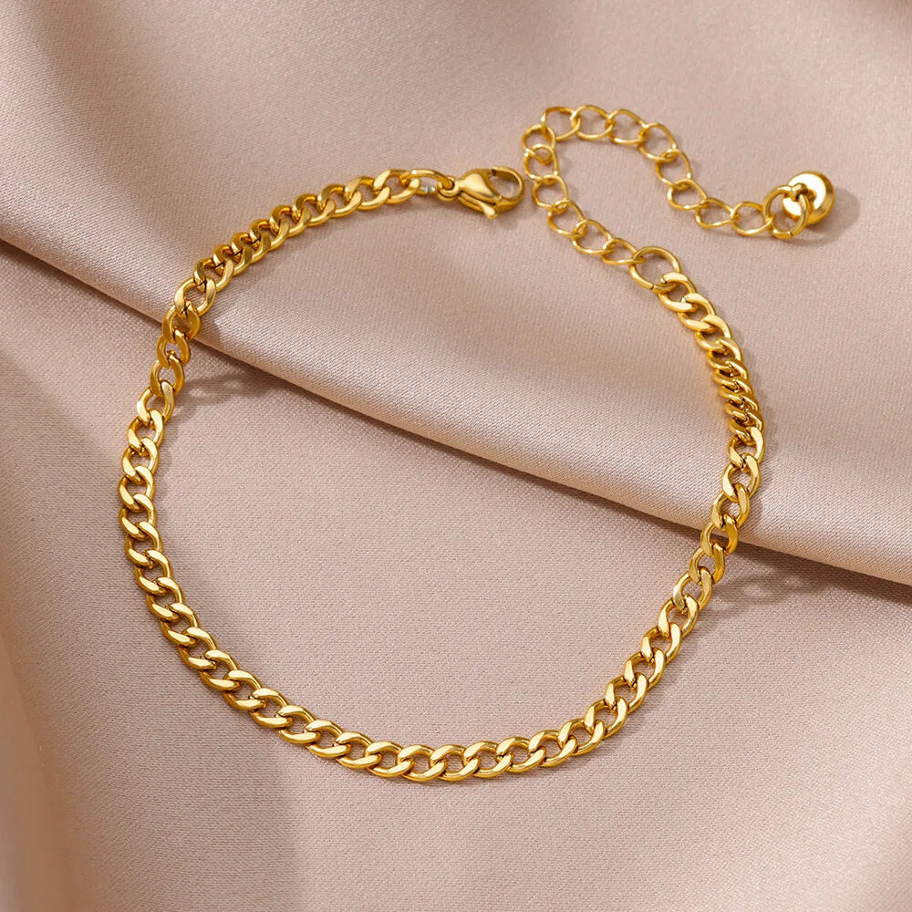 Anklet For Women stainless steel Double layer Foot Bracelet Summer Beach Accessories Leg Bracelets Body Chain Gift