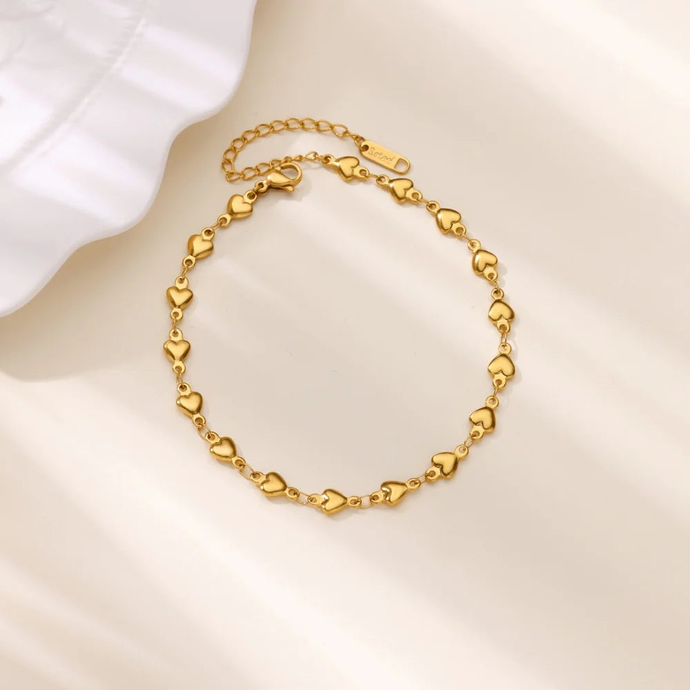 Anklets For Women Gold Color Stainless Steel Heart Anklet Foot Leg Ankle Bracelet Summer Beach Jewelry Accessories Femme