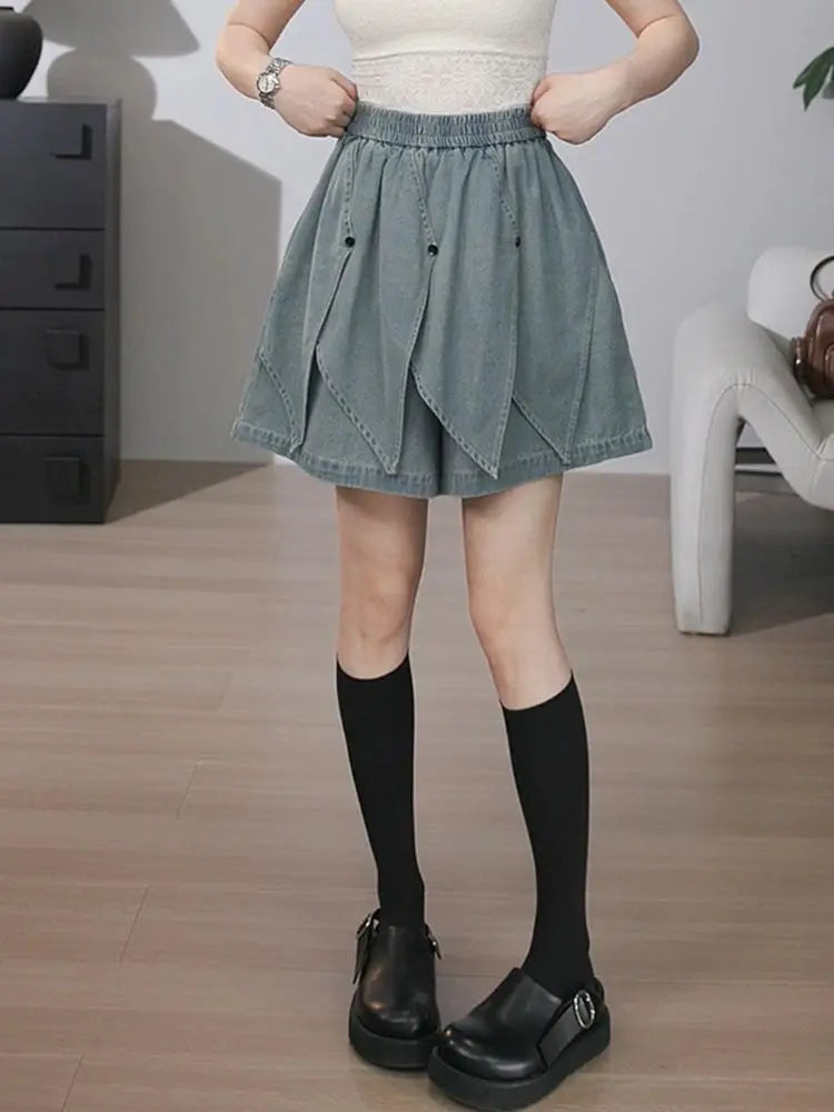 Denim Shorts Retro Women's Design-Oriented Versatile Hip-Hiding Fashion Slimming Shorts