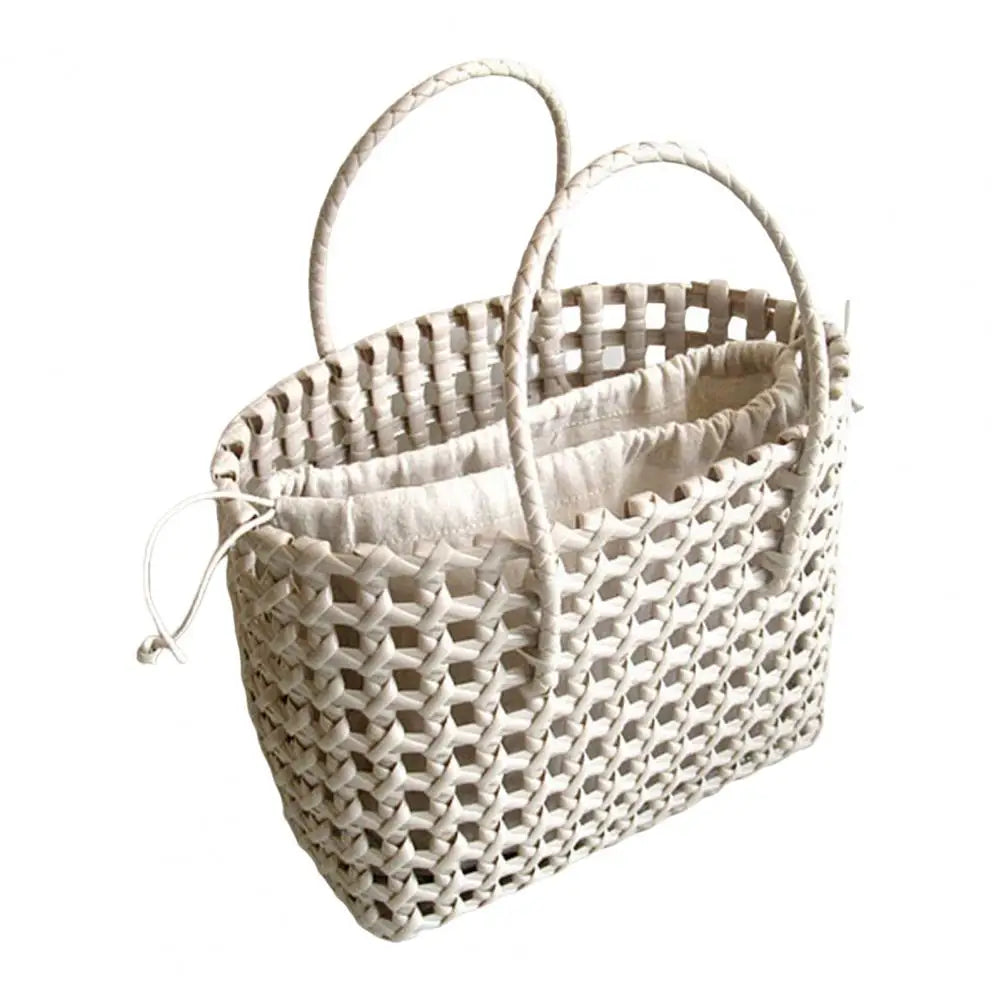 Straw Beach Bag Hollow Square Large Capacity Portable Shopping Basket Storage Supplies