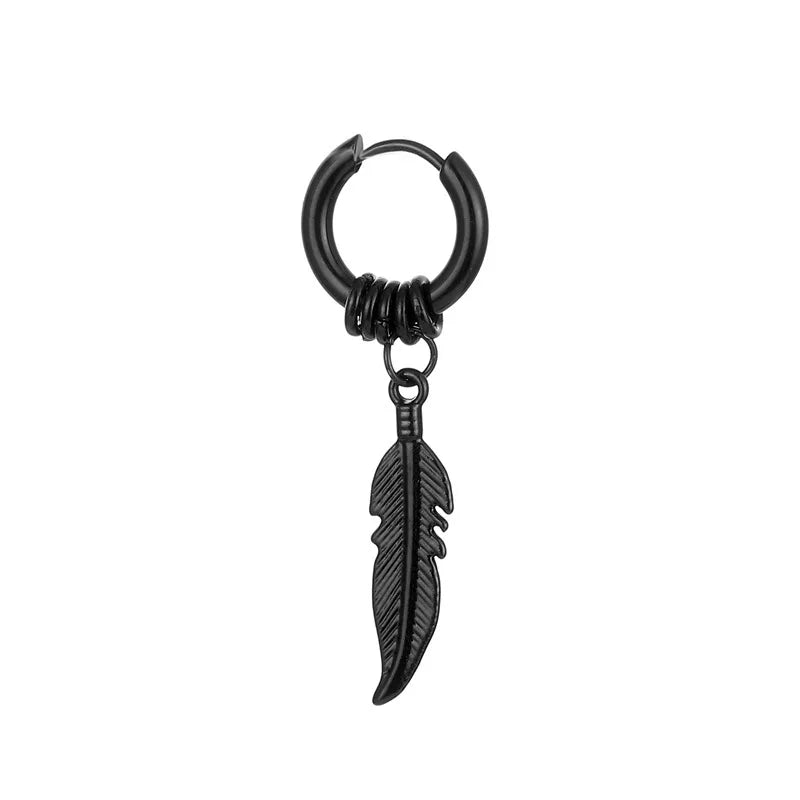 Earrings For Women Titanium Steel Earrings Feather Earrings Personality Trend Hip-hop Street Fashion Retro Earrings
