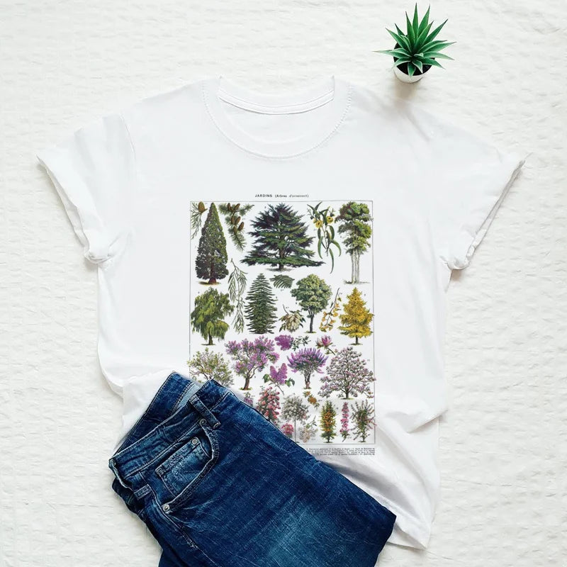 Summer Fashion Unisex Tshirt Vintage Tree Women Tshirts Graphic Tees Harajuku Tops Travel T-shirt