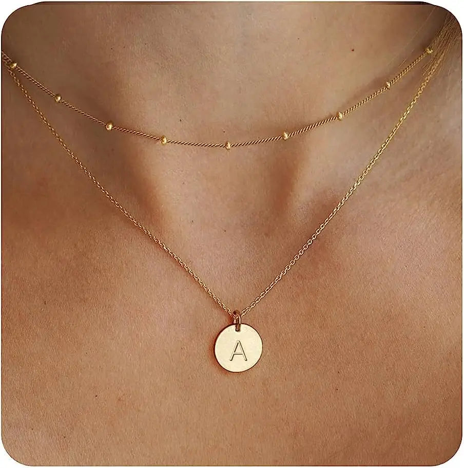 Layered Initial Necklaces for Women Gold Plated Letter Necklace Dainty Layering Necklaces for Women Initial Choker Necklace