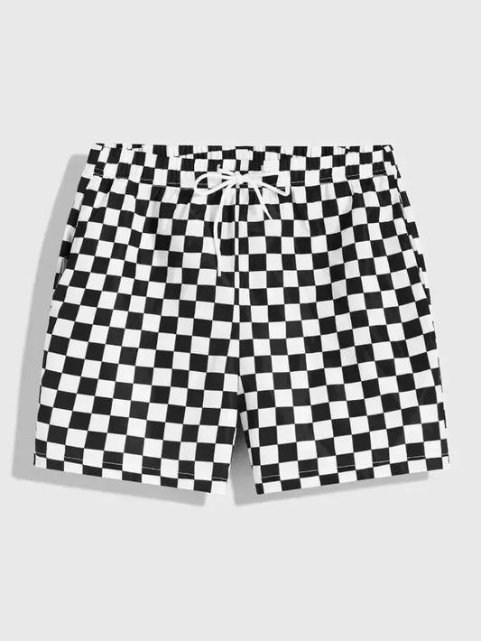 Pop2024 Men's Shorts Summer Casual Shorts Pocket Drawstring Color Block Paisley & Patchwork Shorts Breathable Short Beach Pants