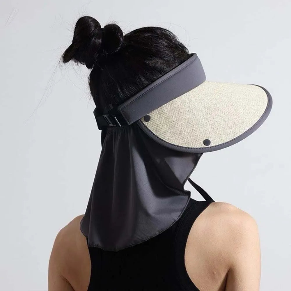 Summer Outdoor Sun Hat For Women Fashionable Casual Wide Brimmed Hat Portable Fisherman Hat With Removable Sunscreen Shawl