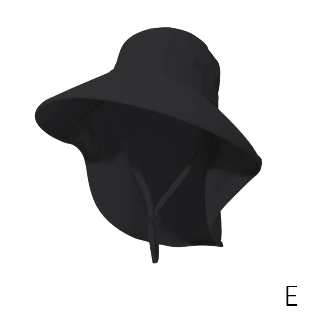 Summer Large Brim Sun Hats For Women Outdoor UV Anti Neck Protection Sun Visors Lady Fishing Hiking Shawl Sunscreen Cap