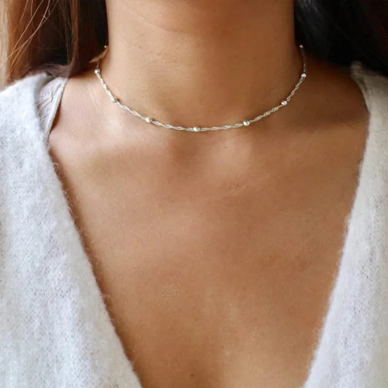 Layered Necklaces for Women 14K Gold Plated STAINLESS STEEL Handmade Multilayer Bar Disc Dainty Layered Choker Necklace Jewelry