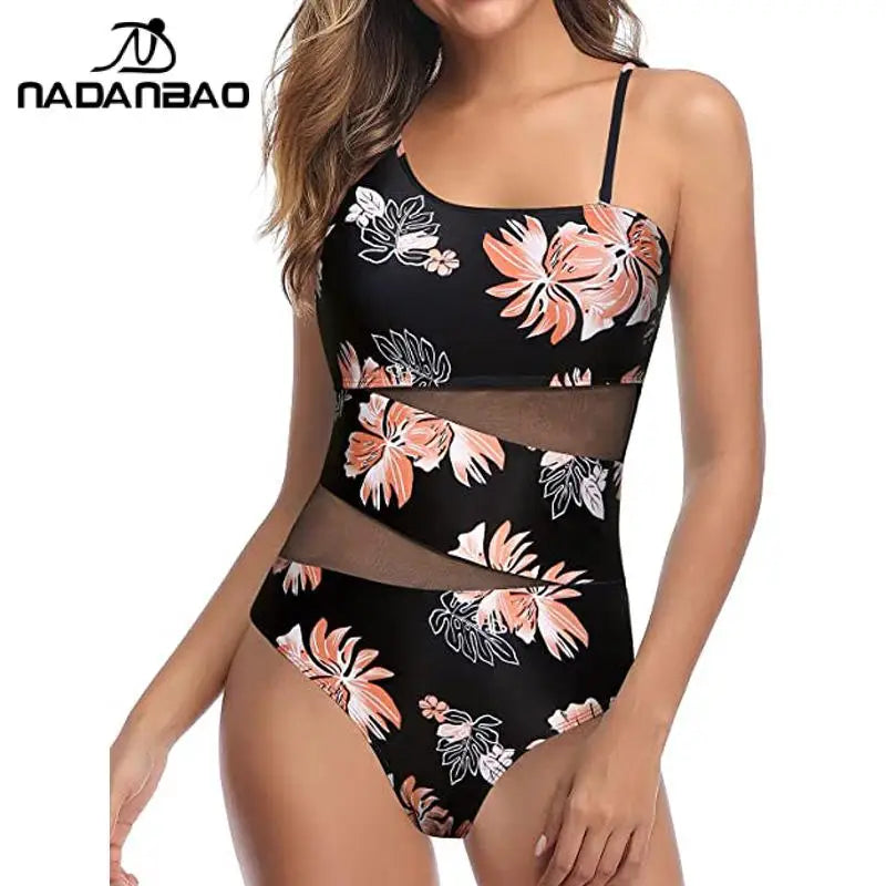 Nadanbao Sexy Hollow Out One-Piece Swimsuit Women Swimwear Beach Party Bodysuit Swimsuit Summer Fashion Surfing Beachwear